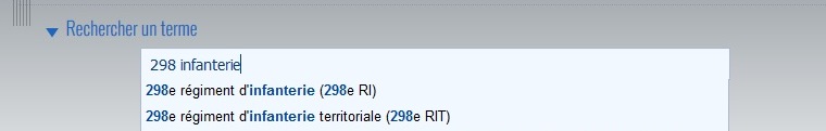 Recherche dans le champ Unité